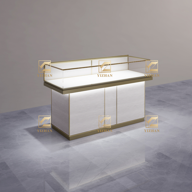 Full-featured Stainless Steel Showcase Cabinet with LED Lighting for Retail Store & Jewelry Display Mall Tempered Glass Showcase