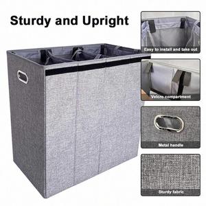 <b>Foldable</b> Collapsible 600D Polyester Eco-Friendly <b>Laundry</b> <b>Basket</b> Organizer Home Organizer Large Three Grids Sorter for Dirty - Product Image 4