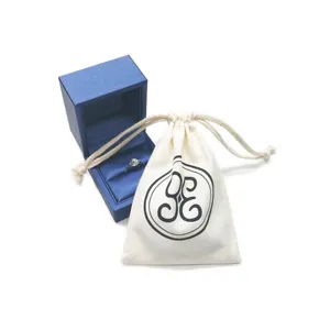 Custom made small cotton drawstring bag /cotton makeup pouch