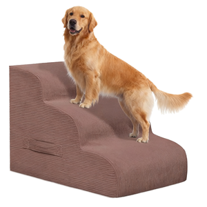 Moderne Luxus-Haustiertreppe Stilvolle Hunde- & Katzen-Schaumstoffleiter mit Abnehmbarem Waschbarem Bezug für Schlafzimmer Bett und Sofa - Product Image 1