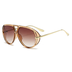 Trendy Double Bridge Sunglasses for Women Light Weight UV400 Full Rim Metal <b>Frame</b> <b>Plastic</b> Lenses Zowensyh Brand Model 2505 - Product Image 3