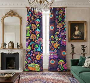 Cortinas de Ventana con Diseño Floral Psicodélico, para Sala de Estar, Bloquean el 70% de la Luz, Cortinas Impresas Coloridas para Dormitorio, Hogar de Lujo - Product Image 4