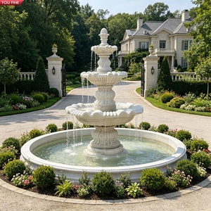 YOUFINE <span class=keywords><strong>Fontaine</strong></span> à trois niveaux en marbre blanc sculpté à la main, style classique, <span class=keywords><strong>pour</strong></span> allée de villa - Product Image 5