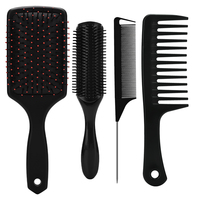 Noir 4 pièces brosse démêlante ensemble de brosses à cheveux pour soins des cheveux bouclés outils de coiffure ensembles de peignes à coussin d'air