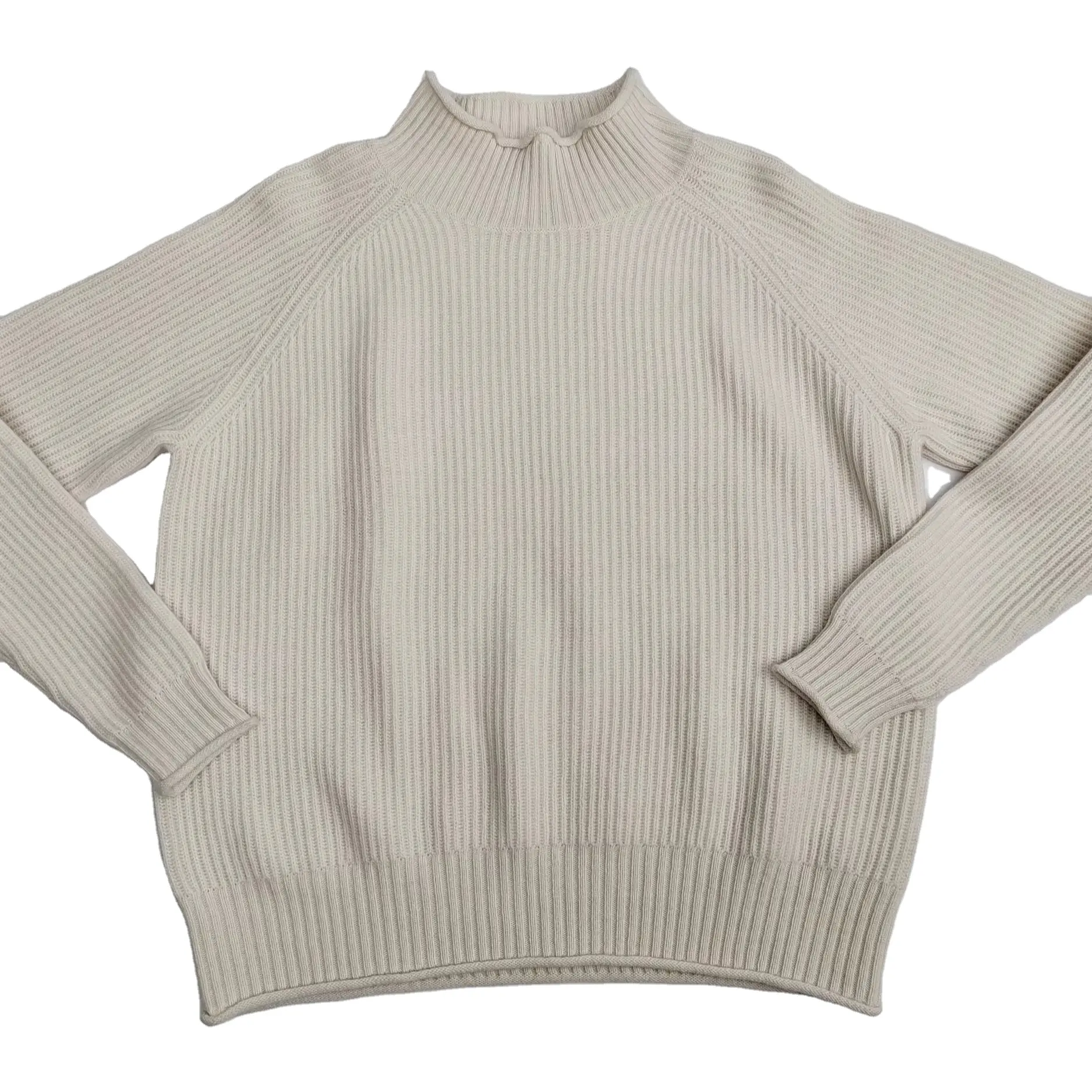 Custom knit Mock Neck Jumper Warm 100% Cashmere Sweater Women