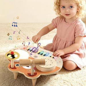 Juguetes Montessori, Estación Musical 5 en 1, Piano Electrónico Táctil, Juego de Percusión, Diseño de Oso, Sonajeros de Madera para Bebés, Juguete Musical para Niños de 0 a 7 Años - Product Image 3