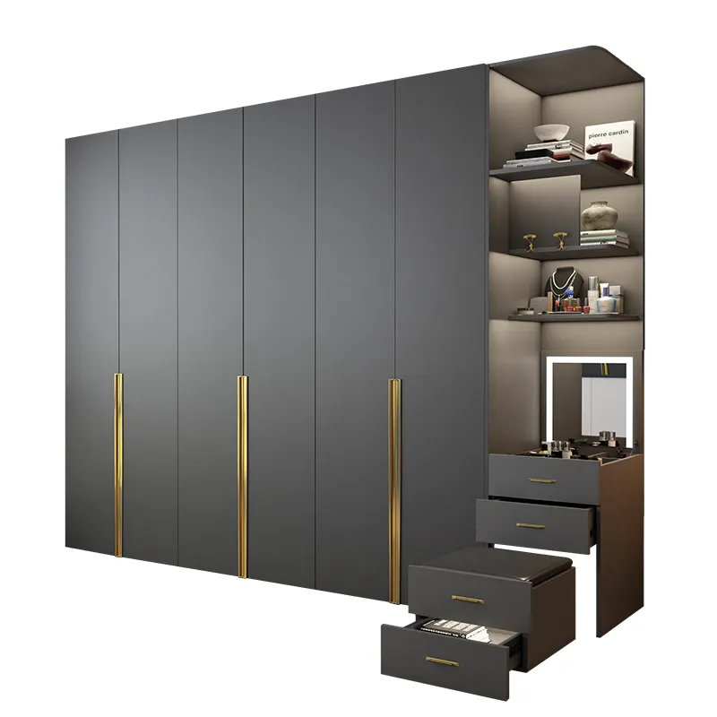Moderno e simples roupeiro/luz do quarto de luxo de madeira combinação armário/roupeiro casa minimalista e coberto