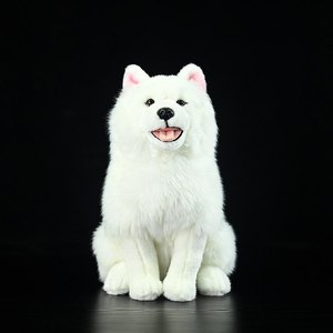 Peluche Personalizzato a Forma di Cane Samoiedo, Simpatico Cucciolo <span class=keywords><strong>Bianco</strong></span> Imbottito per Regali di Compleanno e Natale, Produzione OEM ODM - Product Image 1