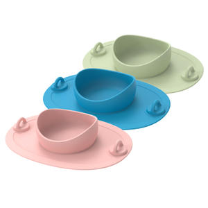 Platos de silicona ecológicos, no tóxicos, aptos para microondas, color gris, con ventosas para bebés y niños pequeños, muy vendidos. - Product Image 6