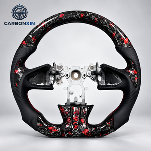 Volant de voiture en cuir noir personnalisable en direct d'usine, avec fibre de carbone forgée bleue, pour Infiniti FX35 G25 G37 Q50 Q60 Q70 350Z - Product Image 3