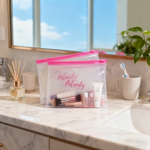 Bolsa con cremallera biodegradable de plástico brillante rosa de PVC transparente personalizada para traje de baño, <span class=keywords><strong>bikini</strong></span>, ropa de playa, bolsa Ziplock de embalaje - Product Image 1