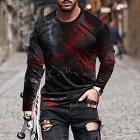 T-shirt à manches longues pour homme, col rond, motif toile d'araignée imprimé en 3D, costume d'Halloween, coupe classique, tricoté, 100% polyester, 2025