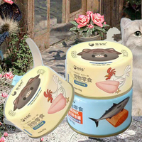 Suplemen Sehat yang Didukung OEM 85 gram*12 Kaleng Makanan Kucing Kaleng Bernutrisi Tekstur Pate Chunk Makanan Basah untuk Kucing