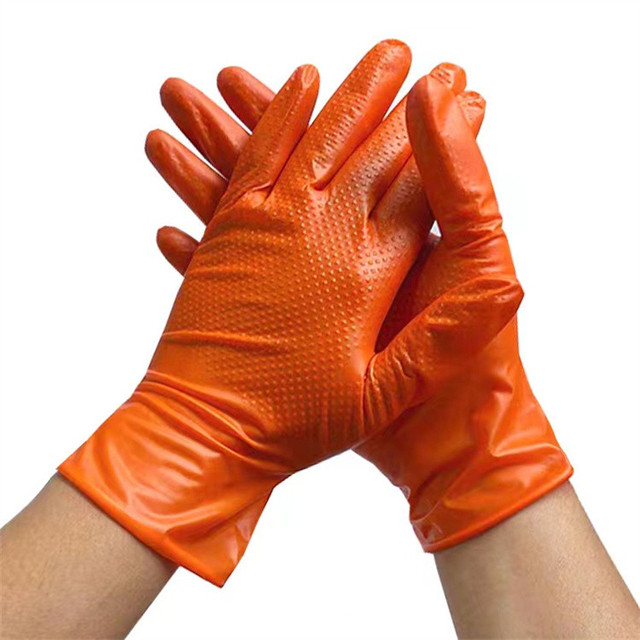 Fast Delivery Diamond Textured Mechanic Gloves Nitrile Chemical Resistant Mechanic Synthetic Industrial Nitrile Gloves