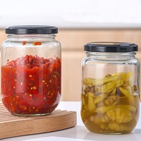 Bocaux en verre transparent ronds avec couvercle en fer blanc hermétique de qualité alimentaire pour l'emballage de sauces et de cornichons
