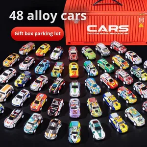 Lot de 48 mini voitures de course en plastique à rétrofriction à l'échelle 1:5, conteneur transfrontalier, cadeau d'anniversaire pour garçons, coffret cadeau de voitures pour enfants, vente en gros - Product Image 3