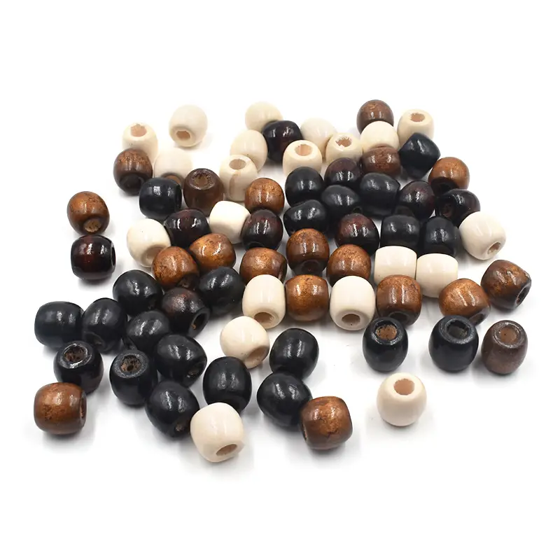 Offre Spéciale 17mm avec perles de breloques européennes artisanales en bois pour tresse de cheveux et fabrication de bijoux