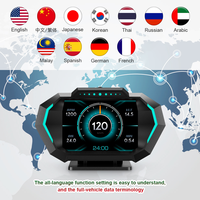 Universal OBD2 + GPS HUD jauge intelligente P24 prise en charge 11 pays langue compteur de vitesse numérique température de l'eau compteur de pente de pression de carburant