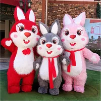Nouveau extérieur gonflable en peluche longue oreille lapin Costume Oxford lapin marche mascotte dessin animé robe défilé pâques décoration Air