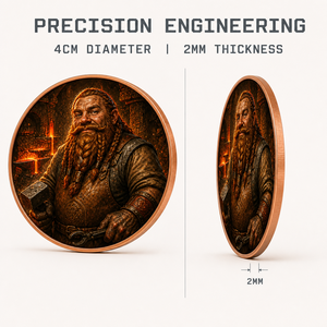 Pièce commémorative Forge des Nains - Pièce de collection en cuivre de 40 mm - Pièce d'art nain pour cadeau et décoration - Product Image 5