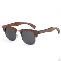 Lunettes de soleil polarisées en bois de haute qualité, classiques, pour hommes et femmes, rétro, demi-monture métallique, lunettes de soleil miroir
