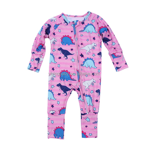 Tuta in morbido bambù Unisex personalizzata pigiama manica lunga pagliaccetti con cerniera stampati con animali dormienti <span class=keywords><strong>per</strong></span> abiti da bambina - Product Image 2