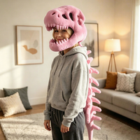 Casque en peluche tête de dinosaure, chapeau de style identique, poupée squelette à habiller, cadeau d'anniversaire amusant pour enfants