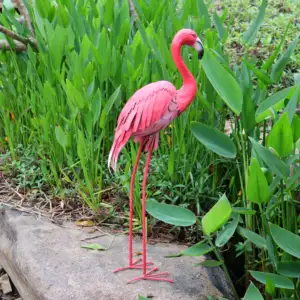Metal Flamingos Decoración de jardín Artes de metal Decoración al aire libre Familia Pies de metal Estacas para jardín