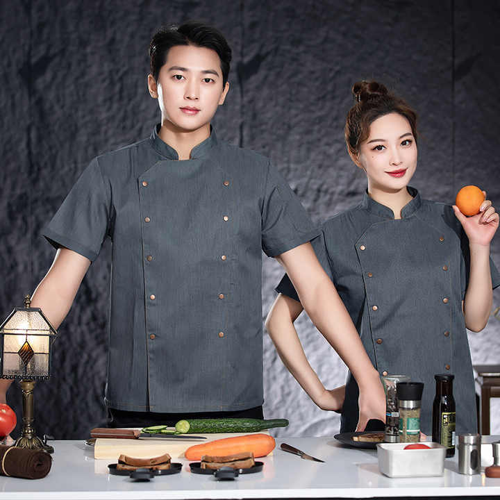 Giacca Da Chef Unisex In Denim Con Rete Laterale - Per Cuochi Professionisti E Appassionati - Foto 6