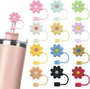 Toppers in paglia di Silicone fiore colorato da 10mm copri <span class=keywords><strong>punta</strong></span> per <span class=keywords><strong>tazza</strong></span> in paglia per Stanly - Product Image 1
