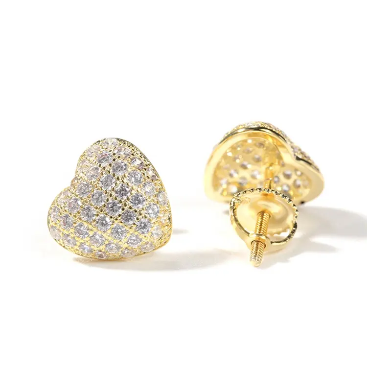 Incrusté de diamants en forme d'anneau d'amour, boucles d'oreilles pour hommes et femmes, Design Hip Hop, en argent, nouvelle collection tendance, S925