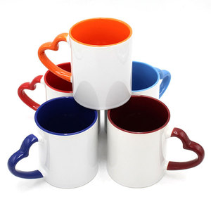 Bán buôn cổ điển 11 oz 330ml hai giai điệu thăng hoa tráng gốm cốc cà phê với trái tim xử lý cho quà tặng - Product Image 5