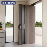 Puerta de Entrada Principal de Madera Impermeable Personalizada de Fábrica RICHOCEAN, Puertas de Seguridad Antirrobo para Exteriores para Viviendas