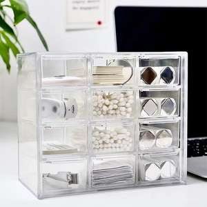 กล่องเก็บของแบบใส 9 ช่อง 6 ช่อง สำหรับเก็บเครื่องประดับ เครื่องสำอาง อุปกรณ์เครื่องเขียน กล่องจัดระเบียบโต๊ะทำงาน ทรงสี่เหลี่ยม - Product Image 3