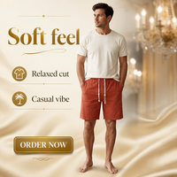Short de bain vintage pour homme, taille mi-haute, en tissu tissé imperméable, élasthanne/polyester, séchage rapide, avec taille élastique