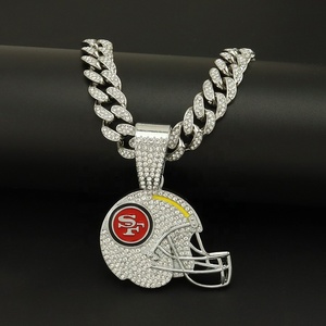 NFL San Francisco 49ers liontin helm sepak bola kalung kualitas tinggi berlapis emas berlian paduan rantai Kuba untuk hadiah penggemar - Product Image 3