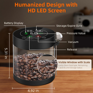 Automatic Vacuum Coffee Canister 0.8L, Electric Airtight Food Storage <b>Container</b> with LED Display & Rechargeable, Smart Pressure - Product Image 5