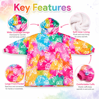 Robe de détente unisexe moderne en flanelle douce, doublée en sherpa, anti-acariens, surdimensionnée, avec capuche, style couverture portable
