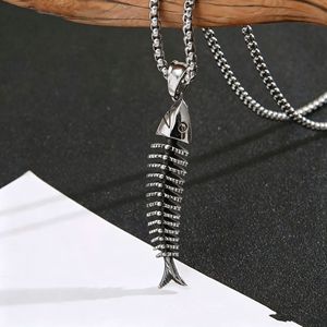 Yunnique-collar de espina de pescado para hombre, colgante de esqueleto de acero inoxidable, joyería de diseño geométrico para hombre - Product Image 4