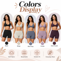 Ensemble court GM Premium sculptant à col en V profond, taille haute, effet push-up fessier et contrôle du ventre, chic, pour le studio et le yoga