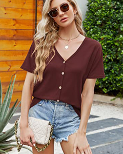 Camisetas <span class=keywords><strong>de</strong></span> uso múltiple, blusas con botones y cuello <span class=keywords><strong>de</strong></span> pico <span class=keywords><strong>de</strong></span> punto transpirable <span class=keywords><strong>para</strong></span> mujer, cárdigans <span class=keywords><strong>de</strong></span> calle clásicos ligeros informales - Product Image 4