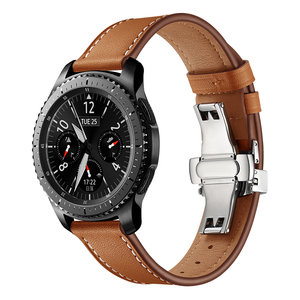 Tschick-Correa de cuero genuino de 20mm y 22mm para <span class=keywords><strong>reloj</strong></span> inteligente Samsung Galaxy Active2, correa de hebilla de mariposa para <span class=keywords><strong>reloj</strong></span> inteligente <span class=keywords><strong>Amazfit</strong></span> <span class=keywords><strong>GTS</strong></span> Gear S3 de 42mm - Product Image 6