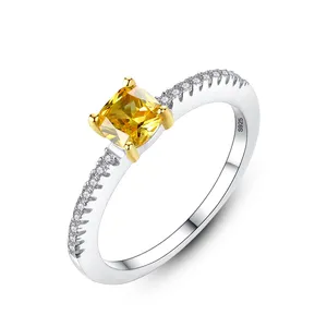 الأصفر كريستال خواتم مجوهرات النساء خواتم الموضة رائجة البيع نوعية جيدة 925 خاتم فضة