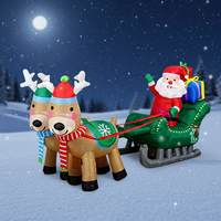 Traîneau de Noël gonflable avec rennes et lumière LED de 2,4 m, en polyester écologique, imperméable, réutilisable, personnalisable, pour extérieur