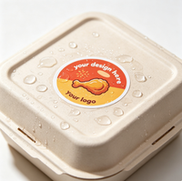 Étiquettes autocollantes personnalisées en vinyle holographique résistant à l'huile pour emballages alimentaires, rouleaux de logos pour boîtes à emporter de restaurants, burgers, frites, snacks, autocollants de marque