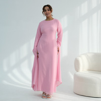 Robe Abaya en Polyester pour Femme Musulmane, Coupe Droite, Manches Longues, Respirante, en Mousseline, pour Soirée, Mariage, Bal, Mode Dubaï 2026, Vente en Gros