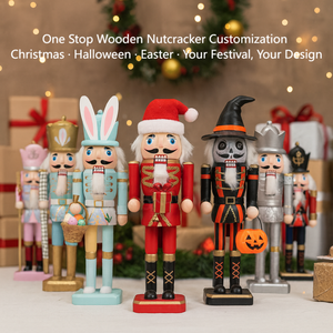 Figurine de Noël en bois peinte <span class=keywords><strong>à</strong></span> la main, <span class=keywords><strong>Casse</strong></span>-Noisette Royal en velours de 30 cm avec couronne et sceptre - Product Image 5