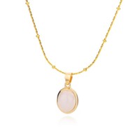 Collier simple en acier titane avec pendentif œil de chat ovale, design perlé, chaîne de clavicule de luxe légère, accessoires de bijoux