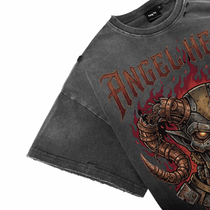 Vintage Distress Acid Wash Men's Breathable 100% Cotton T-Shirts Oversized Custom <b>Punk</b> Print Casual Short Sleeve Streetwear Tees - Product Image 4