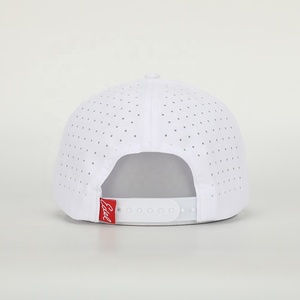 Wholesale Custom Rubber Patch Logo 6 Panel Dad Hat High Quality White Polyester Gorras,Laser Cut Hole Rope <strong>Grey</strong> <strong>Baseball</strong> <strong>Cap</strong> - Product Image 5
